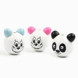 10X Holzperlen DIY 3D Panda Smiley Perlen Baby Schnuller Clip DIY Zubehör - Picture 1 of 5