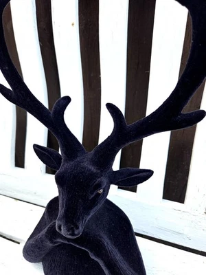 XL Flock Elch Hirschbüste 45cm Deko Hirschfigur Schwarz Weihnachten Rentier - Bild 1 von 4