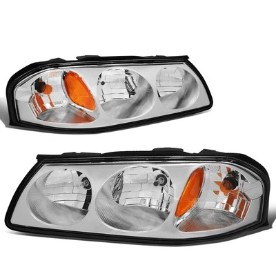 Fit 2000-2005 Chevy Impala Pair Chrome Housing Amber Turn Signal Headlight/Lamp - Image 1 of 4