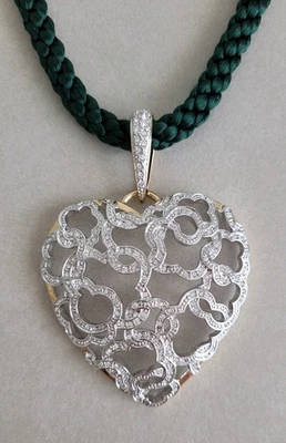 Pierre Lang Anhänger mit grüner Kordelkette, gold, weisse Zirkonia,Blumen Dirndl - Bild 1 von 4