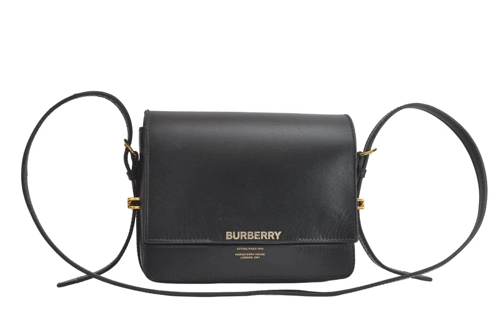Authentic BURBERRY Vintage Leather Shoulder Cross Body Bag Purse Black 4291N - Image 1 of 4