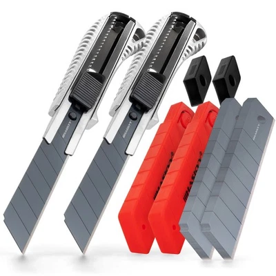 Teppichmesser Cutter Messer 2x Kartonmesser Paketmesser 20x SK5 Klingen 18mm - Bild 1 von 4