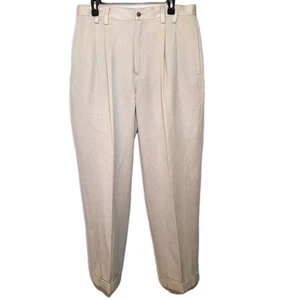 Tommy Bahama Relax Anzughose Seide Baumwolle Khaki Sandfalte 34 Taille Preppy - Bild 1 von 7