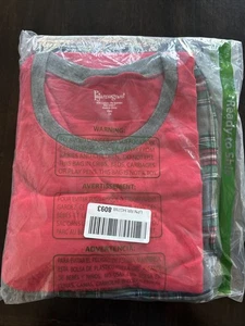 PajamaGram Sleepwear Set Womens 1X Red Gray Plaid Pure Cotton Holiday Christmas - Picture 1 of 4