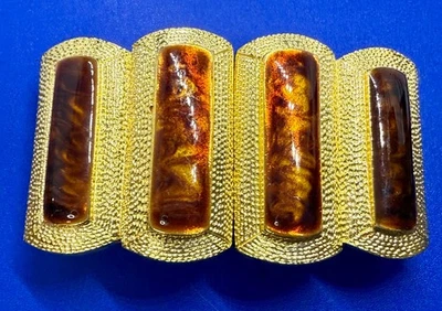 Hebilla de cinturón de dos piezas de colección de remolino esmaltado único tono dorado Foto 1 de 4