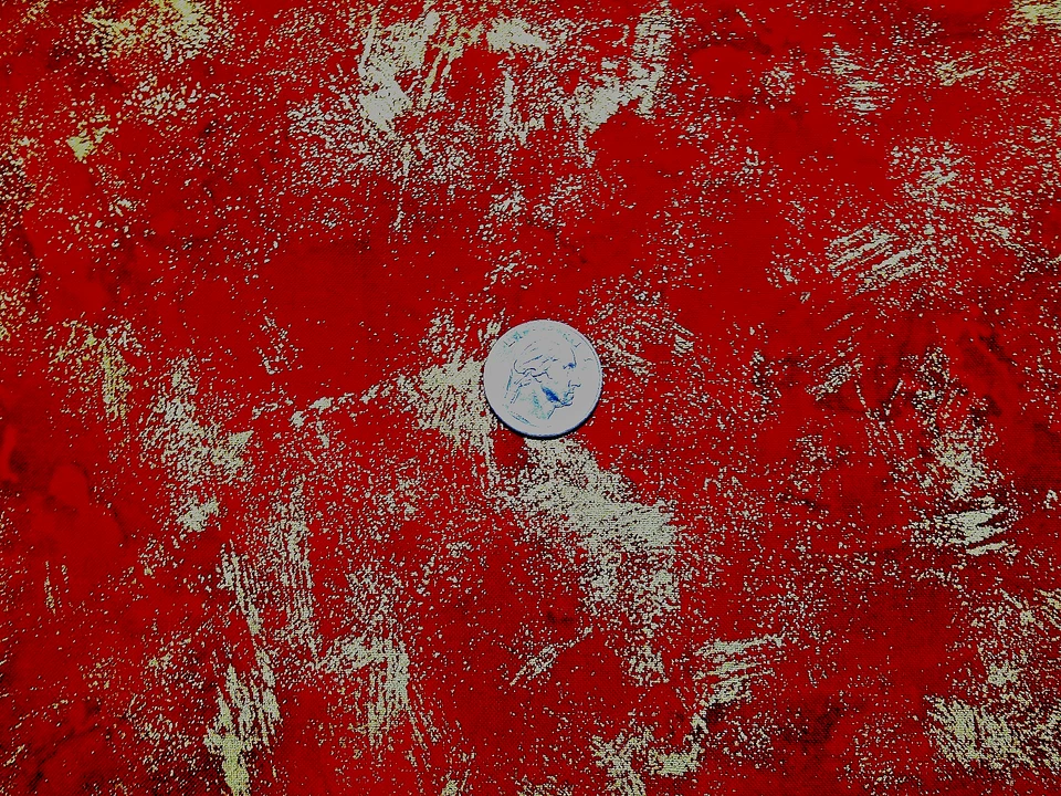 MODA MARBLE MATES MULTI GOLD #MM111  CHRISTMAS RED BRUSHED GOLD DUST" BTY - Image 1 of 1