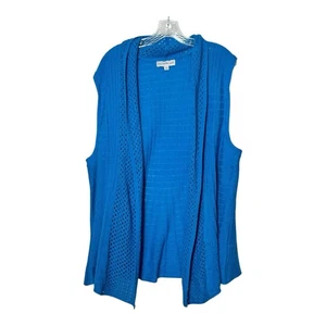 Southern Lady blau Strick ärmellos vorne offen Cardigan Weste Plus Größe 1X - Bild 1 von 7