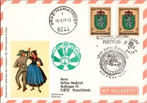 Österreich, Ballonpost 1977: 10. Sonderflug Graz Steiermark, Trachten-Vignette - Picture 1 of 3