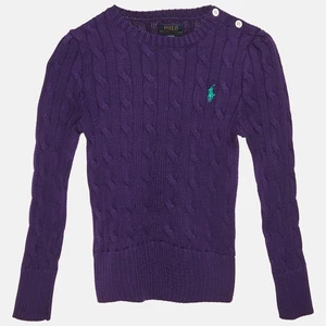 Polo Ralph Lauren Kids College Purple Cotton Cable Knit Sweater 3 Yrs - Picture 1 of 6