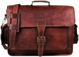 Men's Leather Bag Large Compartment Messenger Laptop Shoulder Briefcase Handbag - Picture 1 of 5