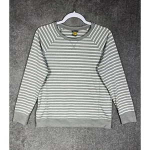 Eddie Bauer Travex Long Sleeve Striped Perforated Top Womens Size M Gray White - Picture 1 of 16