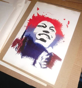 Jimi Hendrix Abstrakter Druck von Albert Rykhof III - Lithographie #11 - VINTAGE - Bild 1 von 7