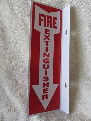LPI 🔥🧯(1-SIGN)4" X 12 RIGID PLASTIC 90* ANGLE FIRE EXTINGUISHER ARROW SIGN NEW🔥🧯