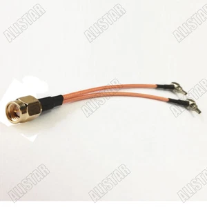 SMA Male to 2x CRC9 Plug RA Splitter Combiner Pigtail Cable RG316 15cm HUAWEI - Picture 1 of 1