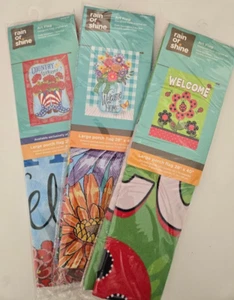 Lot of 3 New Sealed Rain or Shine Large Porch Flag 28" x 40" "Welcome Theme" - Picture 1 of 2