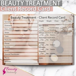 Beauty Client Record Card NEW - PREMIUM Treatment Consultation Beauty Salons A6 - Imagen 1 de 11