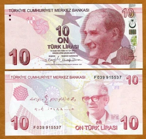 Turkey, 10 Lira 2009 (2022), P-223f, F-Prefix UNC Mathematician - Picture 1 of 1