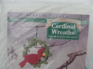 NEW SEALED Cardinal Wreath Ornament Plastic Canvas Kit by Sandra Miller-Maxfield - Picture 1 of 7