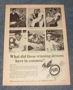 1962 Pure Oil Firebird Racing Gasoline Vintage Ad "What Did These Winning...." - Picture 1 of 1