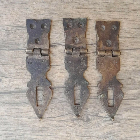3pcs Vintage Victorian cast brass dresser cabinet tool box pull drop latch Cover