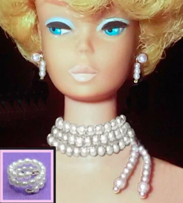 Dreamz VINTAGE REPRODUCTION of WHITE PEARL NECKLACE Enchanted Evening for Barbie