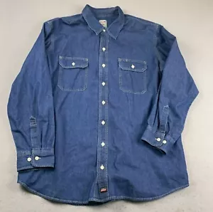 Dickies Shirt Mens 2XL Blue Cotton Chambray Long Sleeves Button Up - Picture 1 of 10