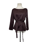 Banana Republic brown faux suede 3/4 sleeves belted top size M