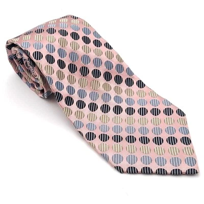 Corbata VanHeusen Rosa Gris Beige Lunares 4" Ancho 60" Largo Foto 1 de 2