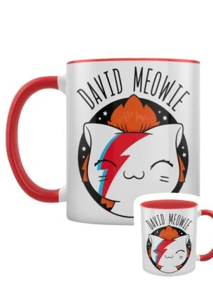 V. I. Pets David Meowie Red Inner 2-Tone Mug - Image 1 of 3