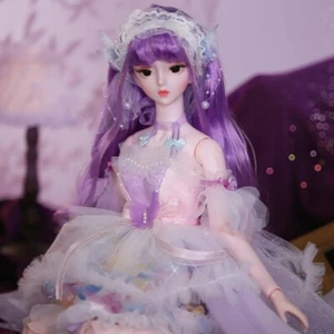 1/3 BJD Puppe 62 cm Kugelgelenke Puppe mit lila Kleid Haare Gesicht Make-up Prinzessin - Bild 1 von 8