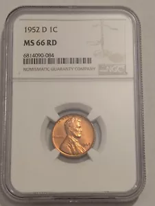 1952-D LINCOLN WHEAT CENT NGC MS 66 RD - Bild 1 von 2