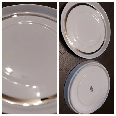 2 x Thomas Porzellan Platin / silber rand Unter Teller Ø 13,5cm Tassenteller 2.W - Bild 1 von 4