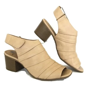 Damen-Sandalen mit Absatz 10M beige Leder WHITE MOUNTAIN Fersenriemen plissiert - Bild 1 von 11