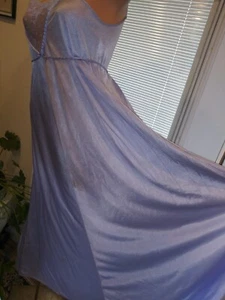 Vtg Soft Silky Soft lilac purple Silky Nylon Nightgown Negligee Gown Lace Sheer - Picture 1 of 10