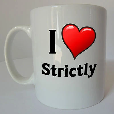 I Love Heart Strictly Mug Gift Christmas Present Cup Come Dancing Fan Birthday