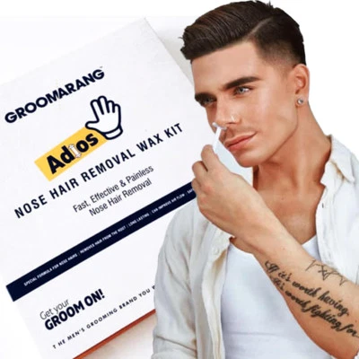 GROOMARANG NOSE EAR HAIR REMOVAL WAX KIT PAINLESS & EASY MENS NASAL WAXING PACK OF 4
