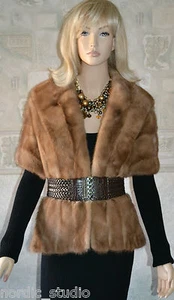 VTG Genuine MINK FUR STOLE, SCARF, WRAP SHAWL - PASTEL BROWN   - Imagen 1 de 10