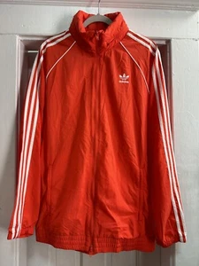 Adidas Original Zip Tuck Hood Windbreaker Jacket Orange Size L - Picture 1 of 4