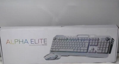 ALPHA ELITE GAMING KEYBOARD&MOUSE BLUETOOTH WIRELESS RGB UNICOLOR FROST/WHT  NEW - Image 1 of 4