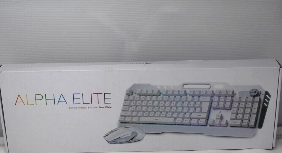 ALPHA ELITE GAMING KEYBOARD&MOUSE BLUETOOTH WIRELESS RGB UNICOLOR FROST/WHT  NEW - Image 1 of 4