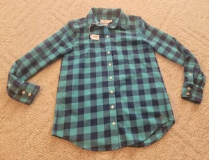 Vineyard Vines Button Up Shirt Women’s Size 00 Relaxed Fit Blue Grn Check Poly - Picture 1 of 5