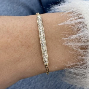 Round Lab-Created Diamond Chain Bracelet Bracelet 1.06ct F/VS 14K Yellow Gold - Picture 1 of 6