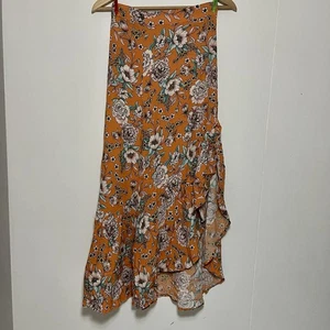 Sportsgirl Womens Maxi Skirt 8 Orange Floral Ruffle Hem Boho Cottage Core Spring - Picture 1 of 6