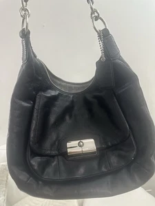 coach black leather shoulder bag - Picture 1 of 13