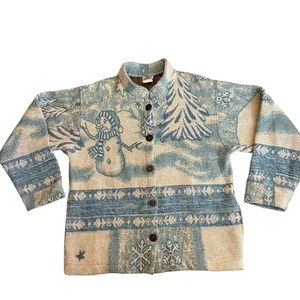 VINTAGE Unikat Sugar Street Weavers Schneemann Pullover Winter Wonder Land S selten - Bild 1 von 13