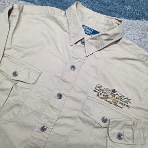 Polo Ralph Lauren Vintage Caqui Safari Abotonado Bordado Faisán XL USADO EN EXCELENTE ESTADO - Imagen 1 de 9