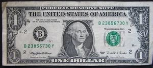 1995 $1 (ONE DOLLAR) - NOTE - B / Y BLOCK - Picture 1 of 2