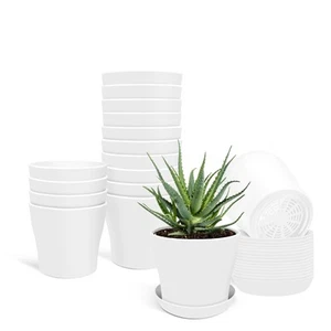 16 Pack Plant Pots Indoor Outdoor, 3.8" Plant Flower Pot with Drainage Holes ... - Picture 1 of 7