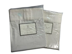 POTTERY BARN Cafe Valance Carlisle Natural 44"x 13" Pole Pocket Set of 2 New - Picture 1 of 7