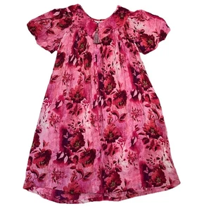 Vestido Go Softly Patio Manga Corta Cuello en V Floral Cremallera Frontal Arrugado Rayón Mediano - Imagen 1 de 6